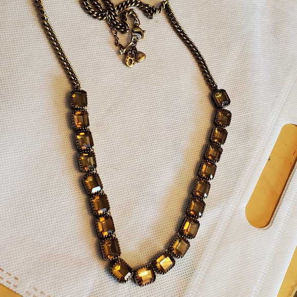 Vintage Gold Tone Glass Bead Fossil Brand Necklace - Picture 2 of 4